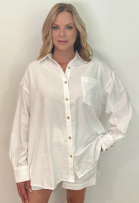 Trail Cotton Button Down-Off White