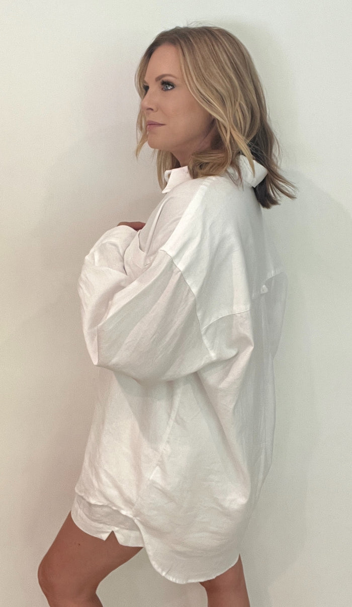 Trail Cotton Button Down-Off White