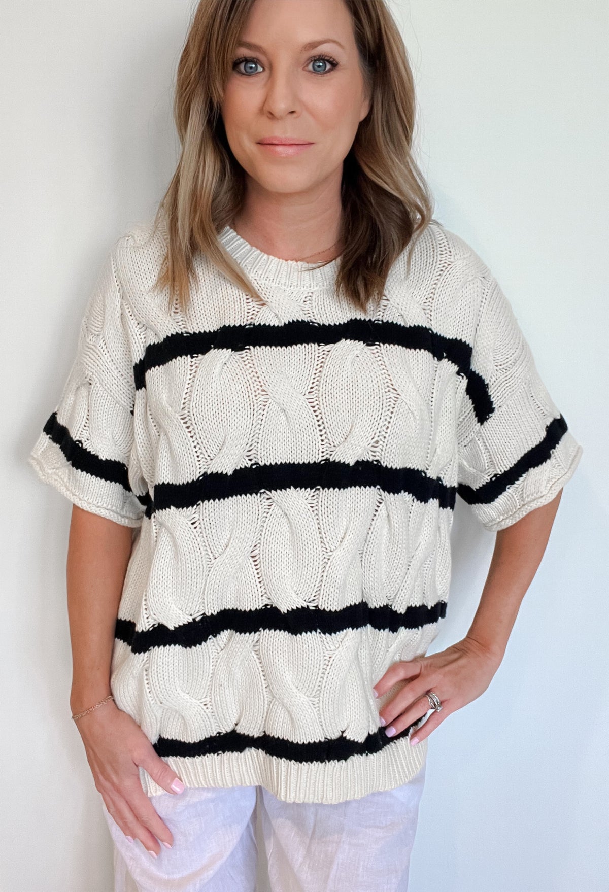 Shoreham Stripe Cable Knit Sweater