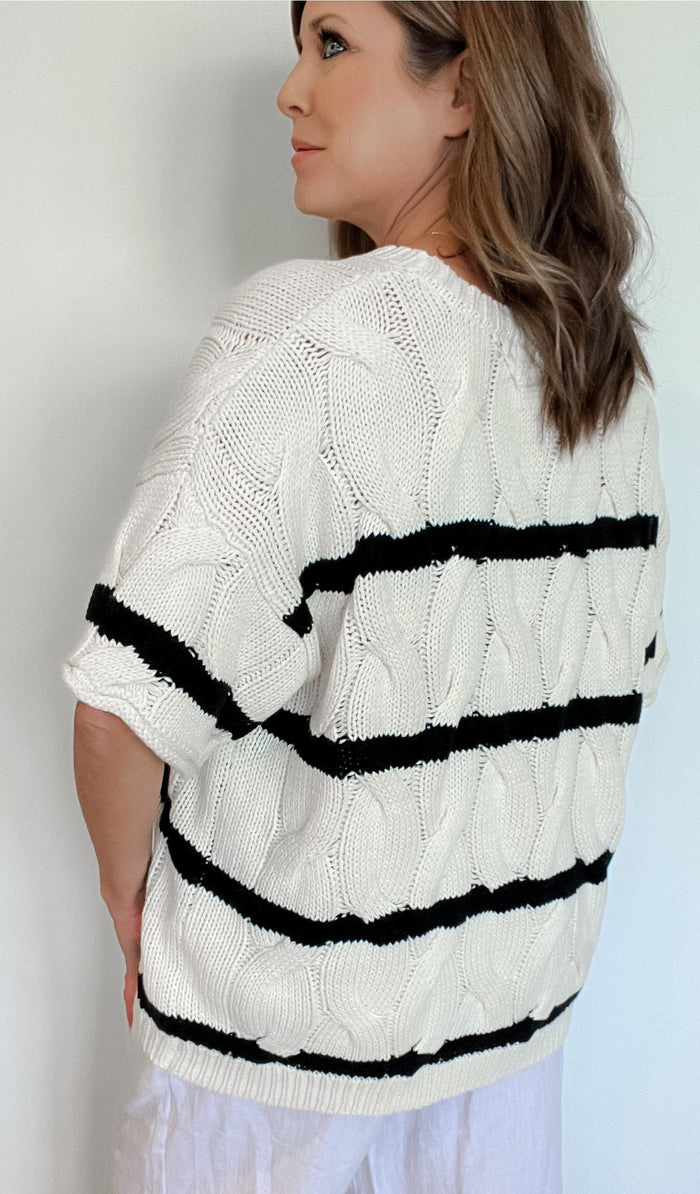 Shoreham Stripe Cable Knit Sweater