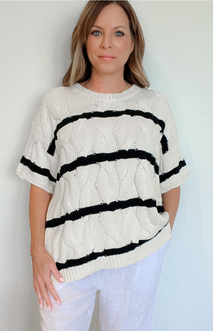 Shoreham Stripe Cable Knit Sweater