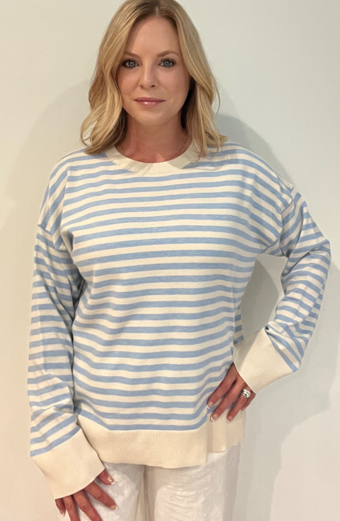 Cloudtide Stripe Sweater-Blue/Ivory