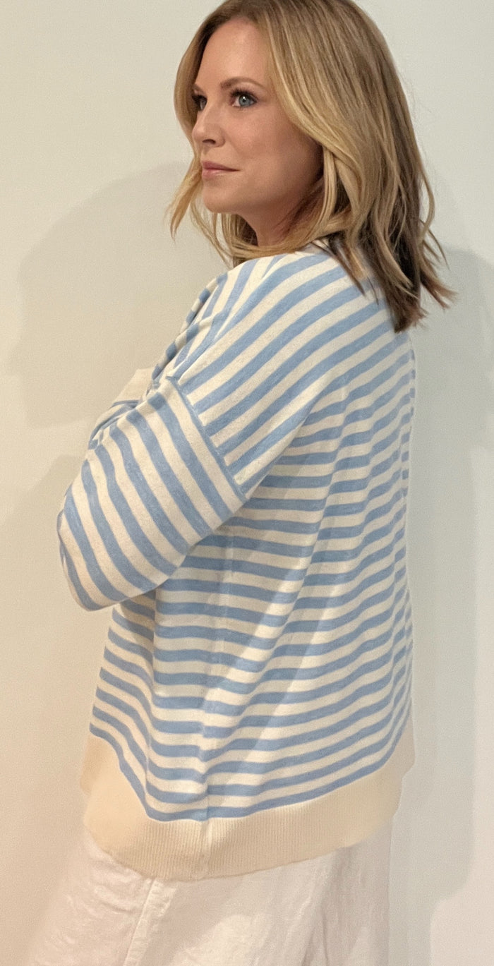 Cloudtide Stripe Sweater-Blue/Ivory