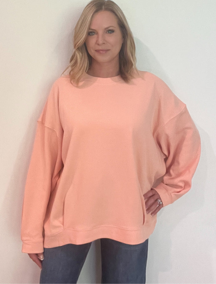 Holland Ribbed Pullover-Apricot