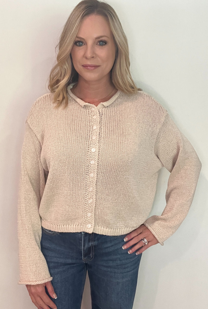 Laurel Cotton Cardigan-Natural
