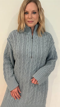 Candice Sweater Dress-Dusty Blue