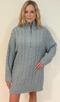 Candice Sweater Dress-Dusty Blue