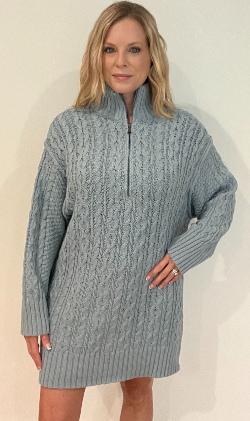 Candice Sweater Dress-Dusty Blue