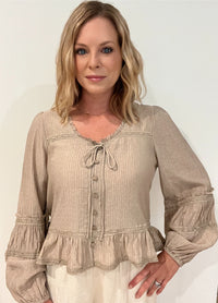 Drift Away Blouse-Sand