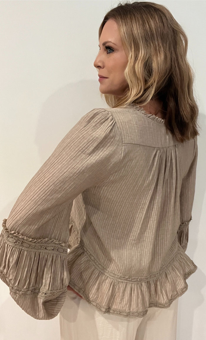 Drift Away Blouse-Sand