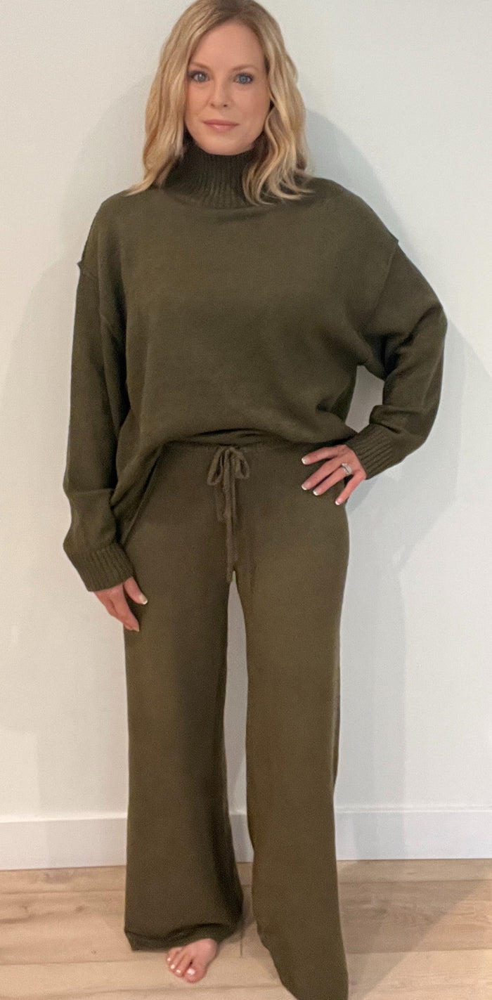 Olivia Knit Pant-Olive