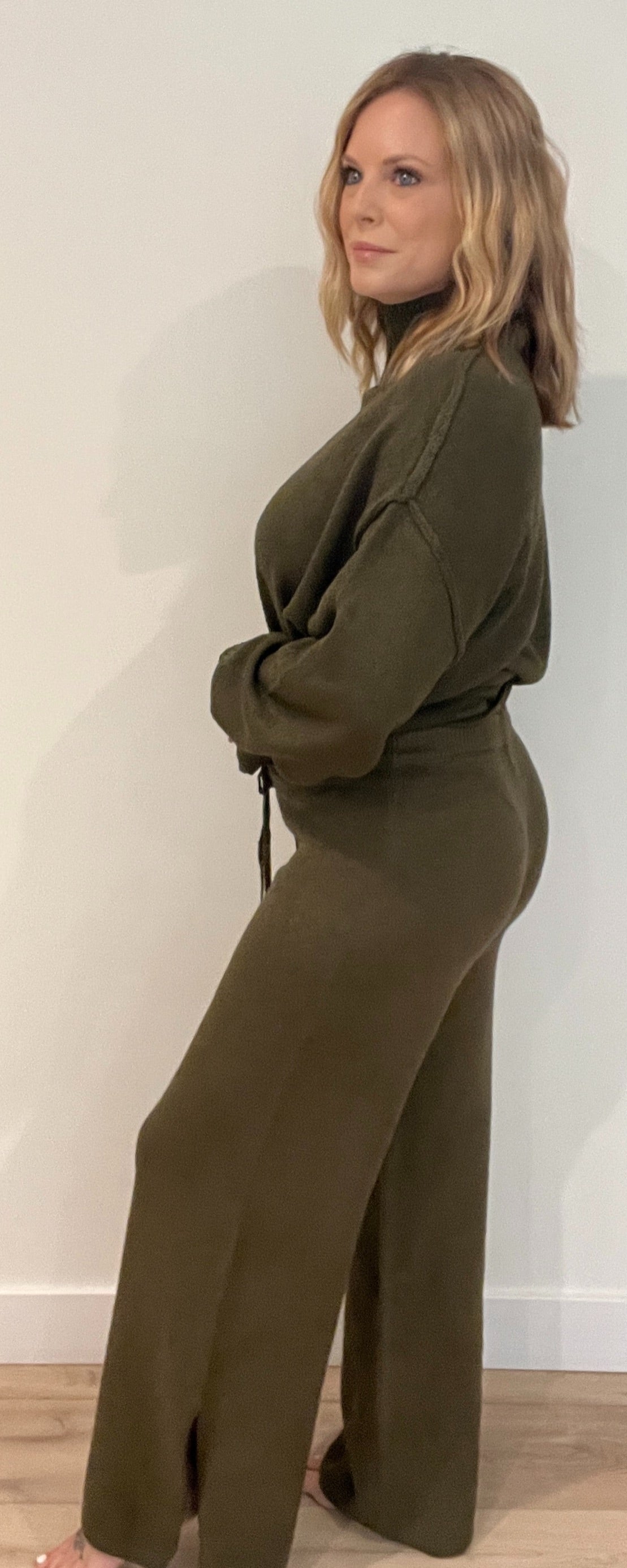 Olivia Knit Pant-Olive