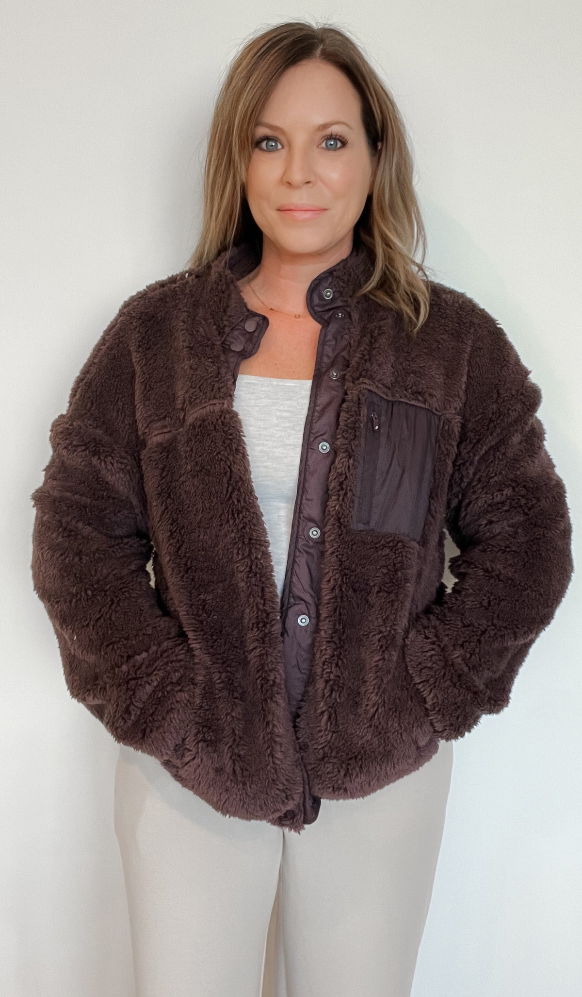 Kimble Fuzzy Jacket-Raisin