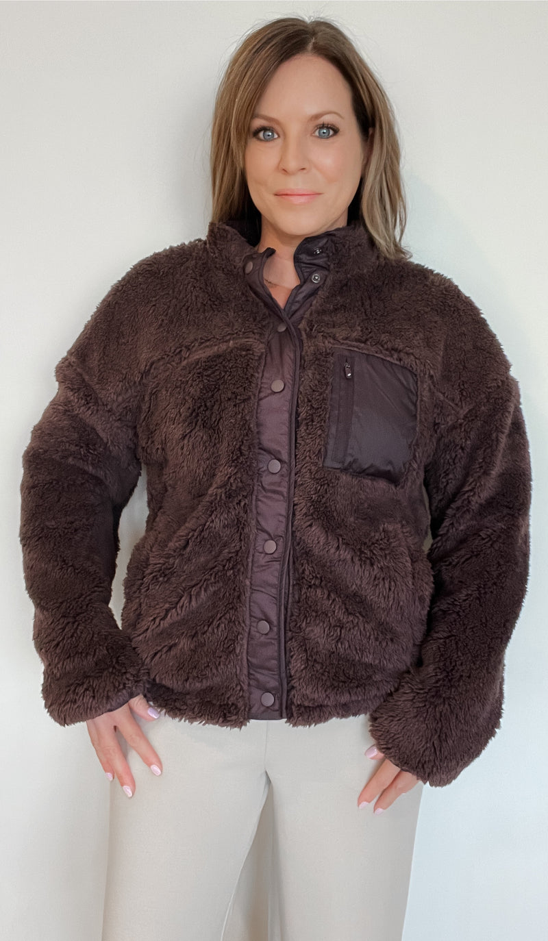 Kimble Fuzzy Jacket-Raisin