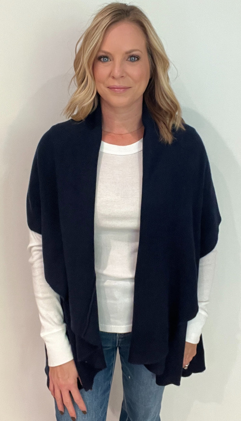 The Basic Shawl Vest-Navy