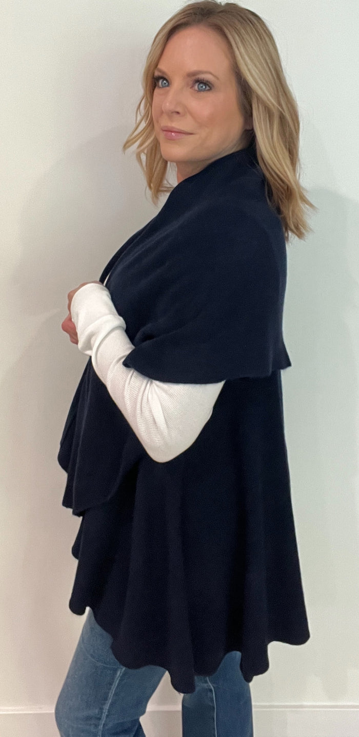 The Basic Shawl Vest-Navy