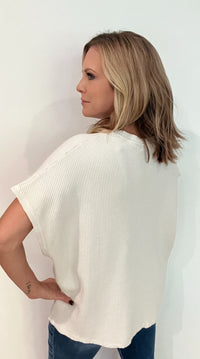 Terra Waffle Knit Top-Eggshell White