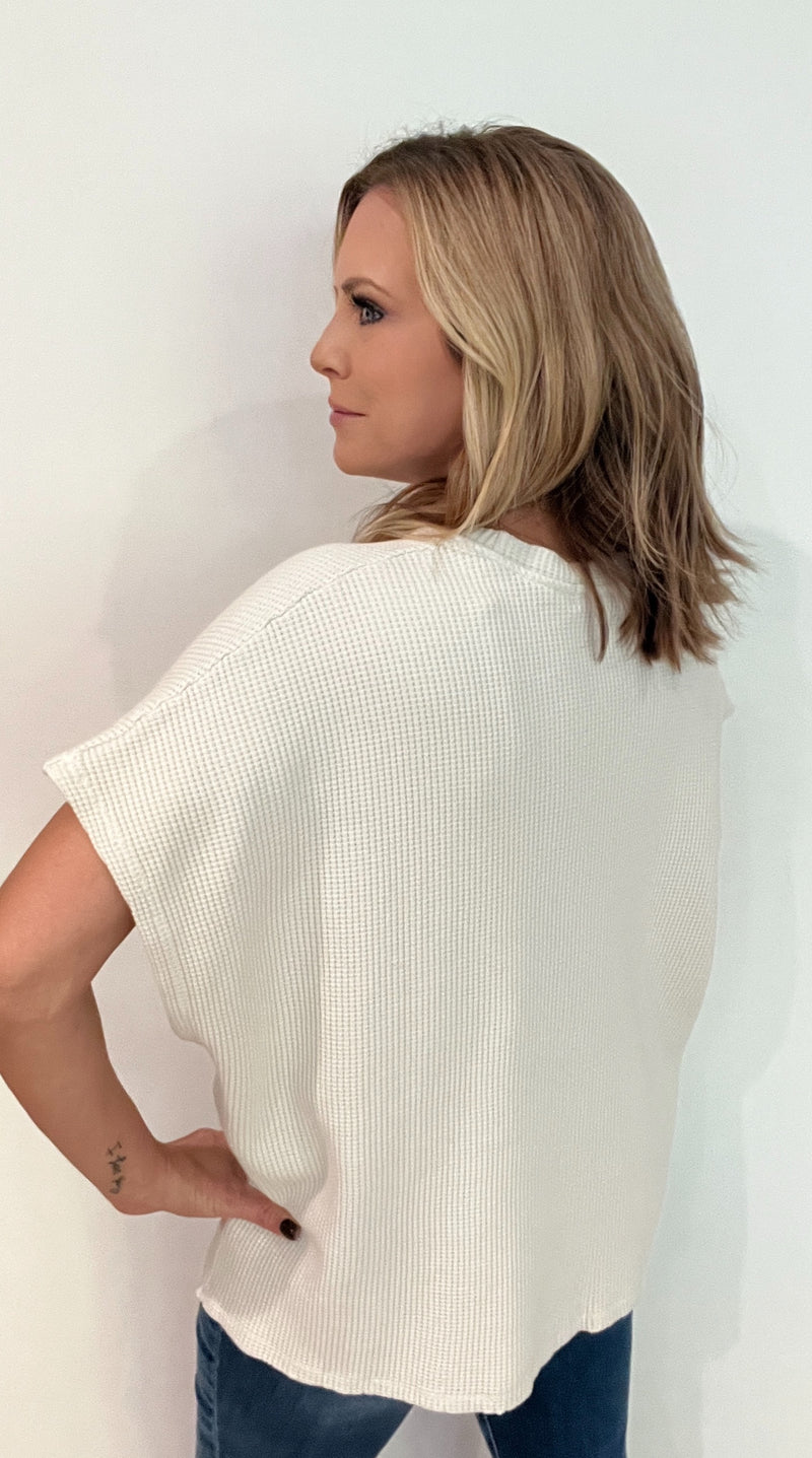 Terra Waffle Knit Top-Eggshell White