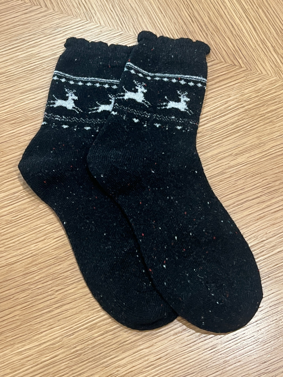 Holiday Deer Socks-Black