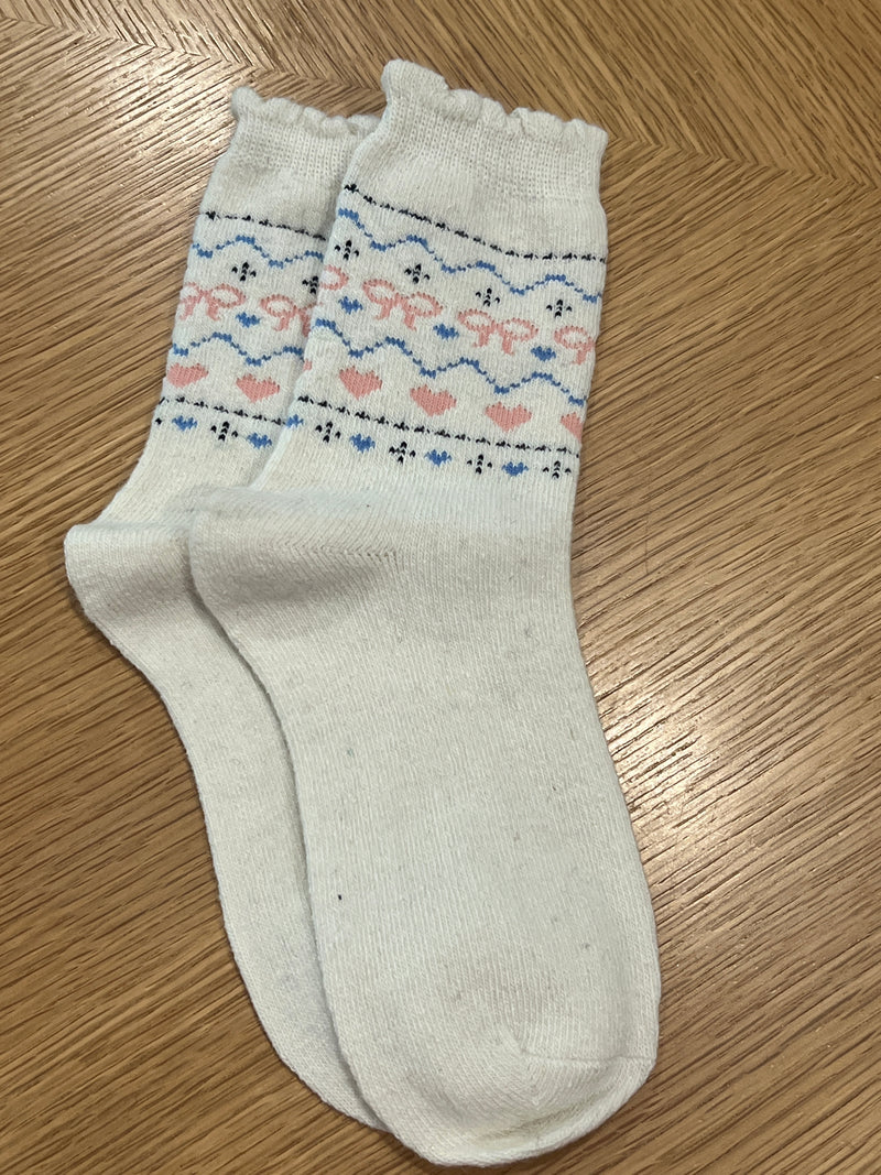 Holiday Bow Socks-Beige