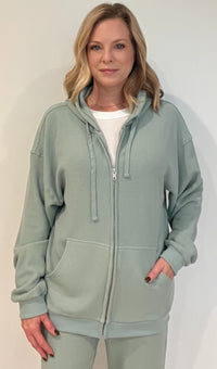 Saturdays Waffle Hoodie-Sage