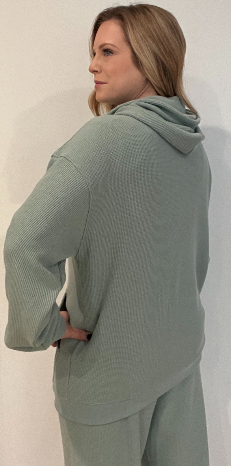 Saturdays Waffle Hoodie-Sage