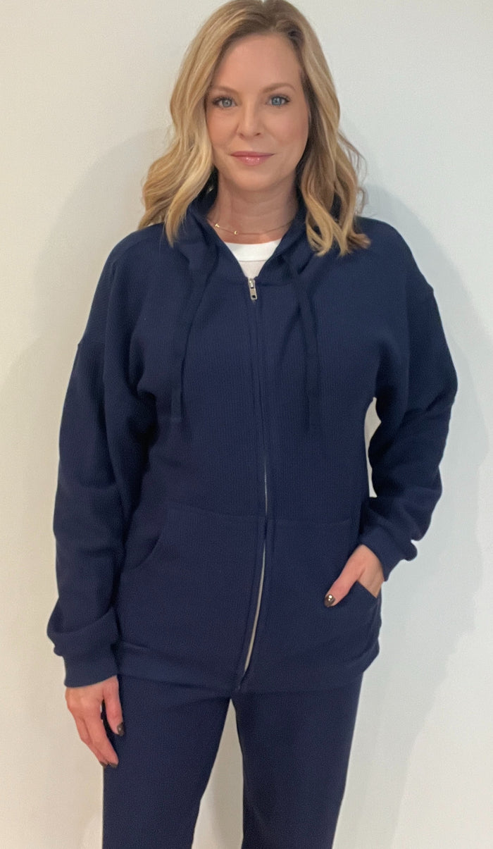 Saturdays Waffle Hoodie-Navy