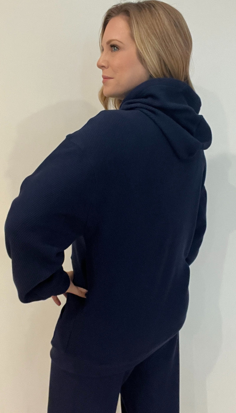 Saturdays Waffle Hoodie-Navy