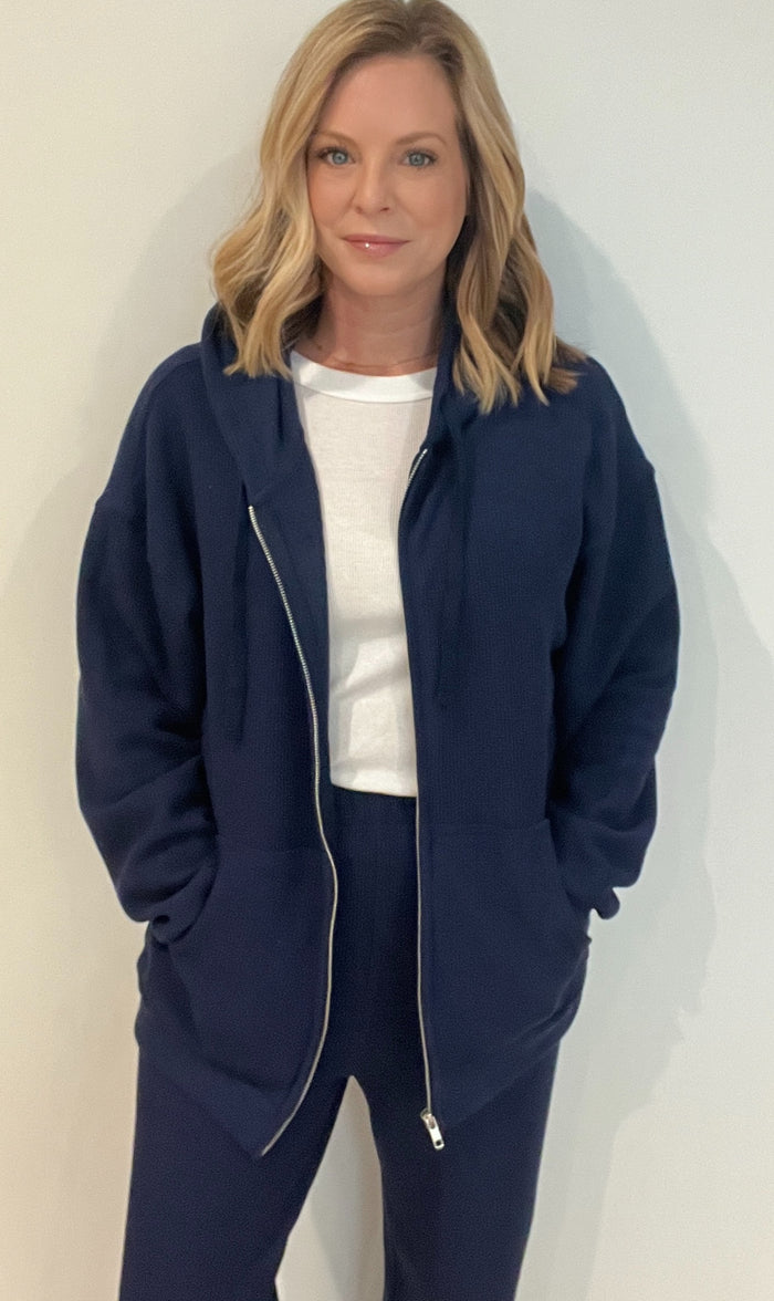 Saturdays Waffle Hoodie-Navy