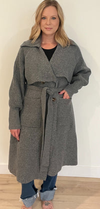 Oaklyn Knit Trench-Grey