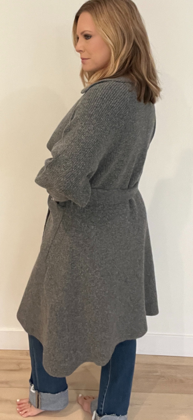 Oaklyn Knit Trench-Grey
