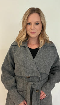 Oaklyn Knit Trench-Grey