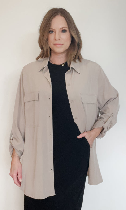 Bryn Oversized Button Down Top