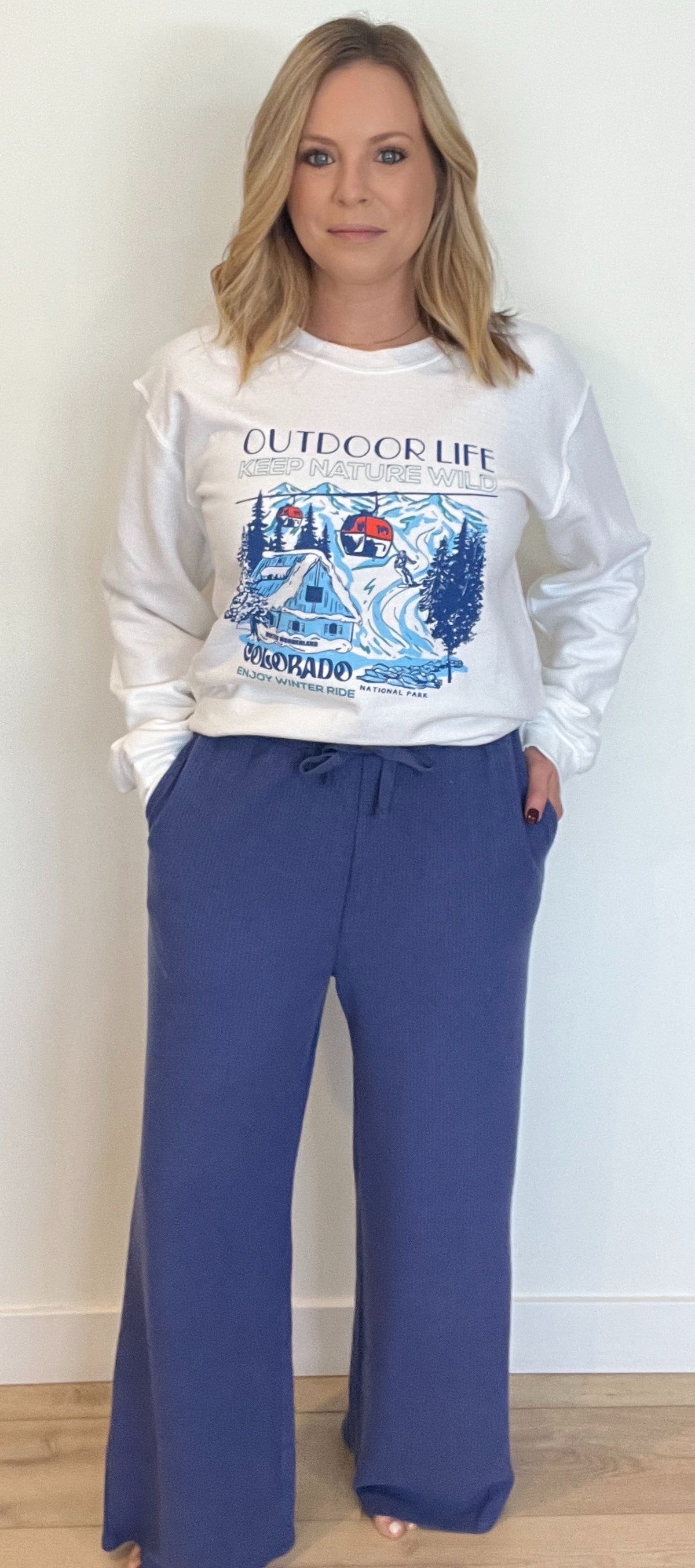 Snowed In Waffle Pants-Blue