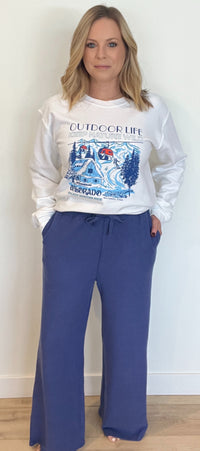 Snowed In Waffle Pants-Blue