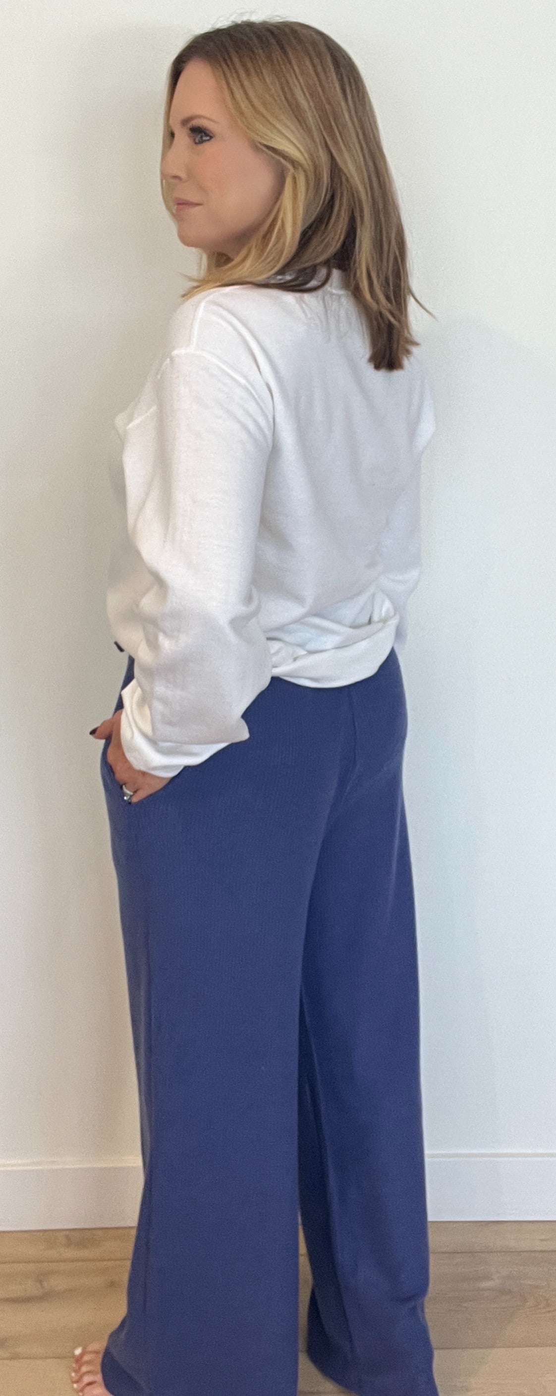 Snowed In Waffle Pants-Blue