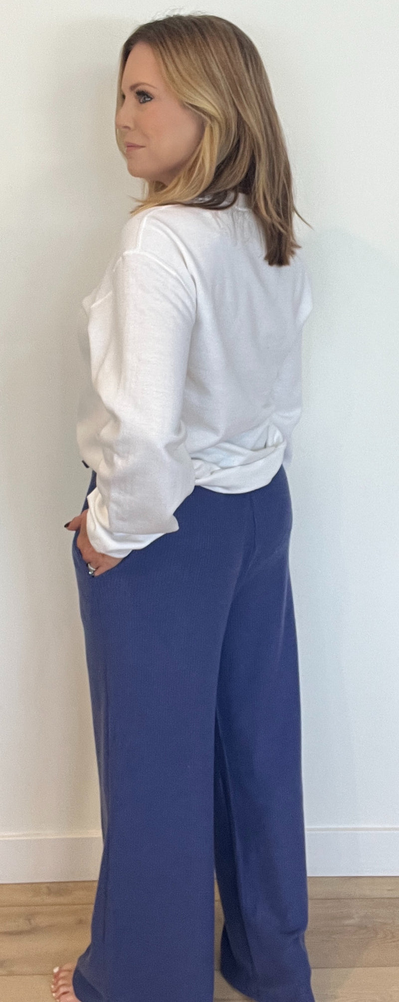 Snowed In Waffle Pants-Blue