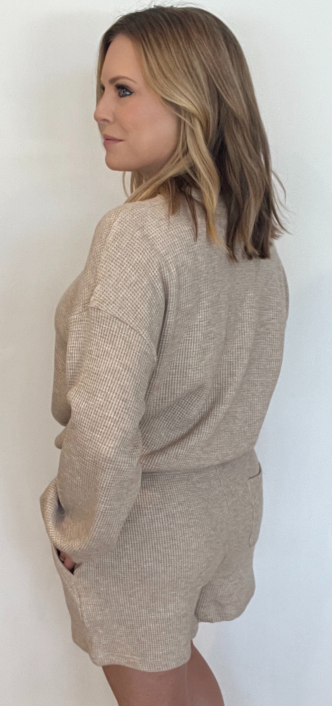 Billie Waffle Shorts-Oatmeal