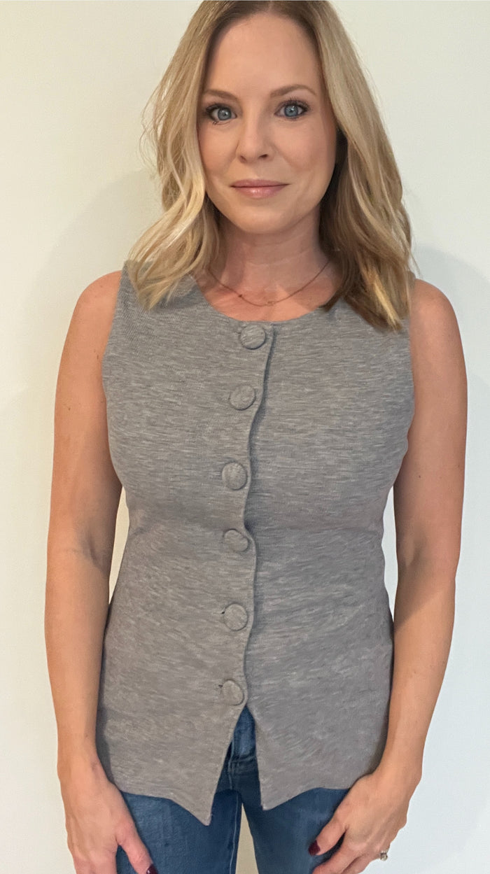 Tailored Ribbed Vest-Grey