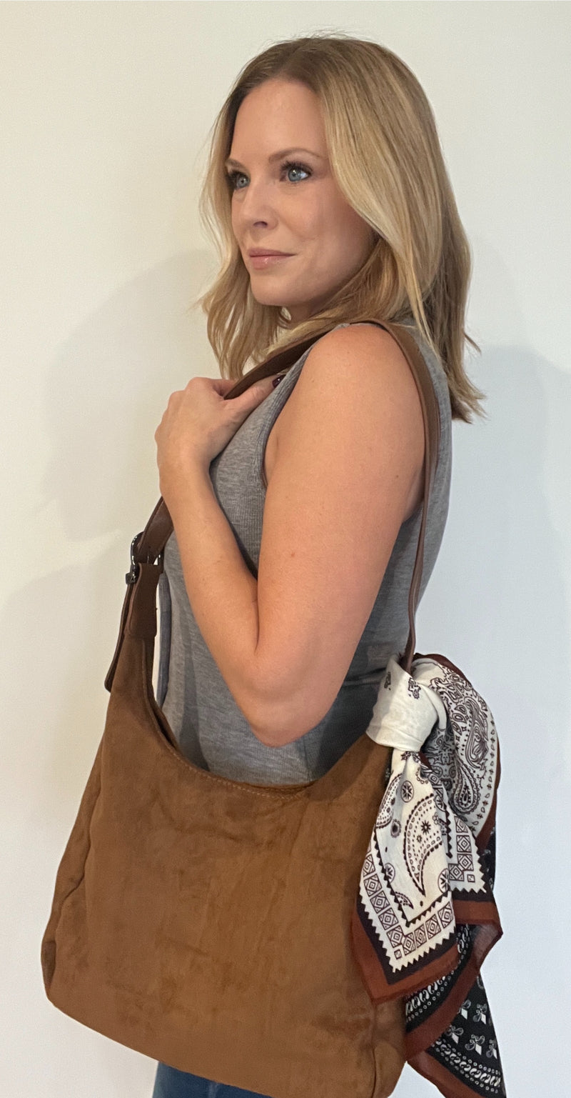 Sully Suede Hobo Bag-Tan