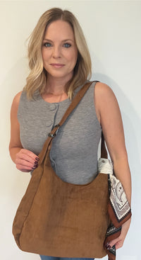 Sully Suede Hobo Bag-Tan
