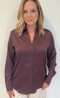 Crimson Satin Top-Dark Cherry