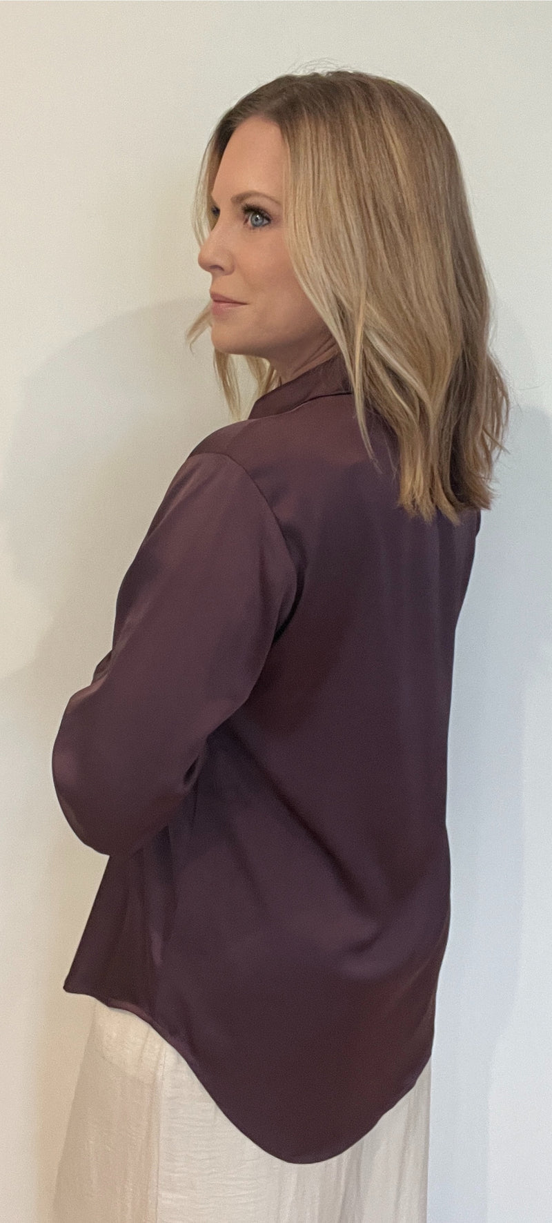 Crimson Satin Top-Dark Cherry