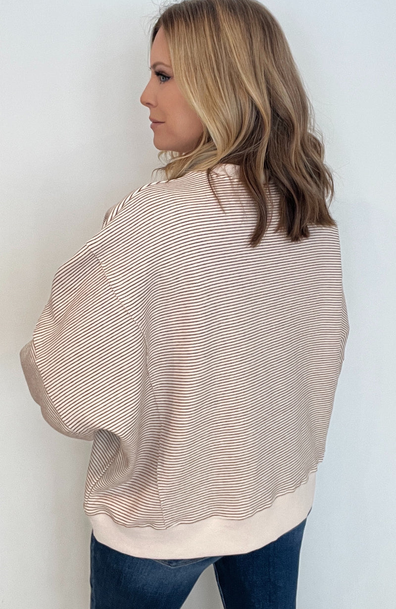 The Cal Pullover-Camel/Ecru