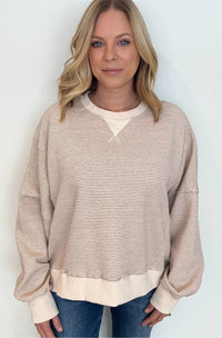 The Cal Pullover-Camel/Ecru