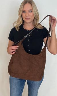 Sully Suede Hobo Bag-Brown