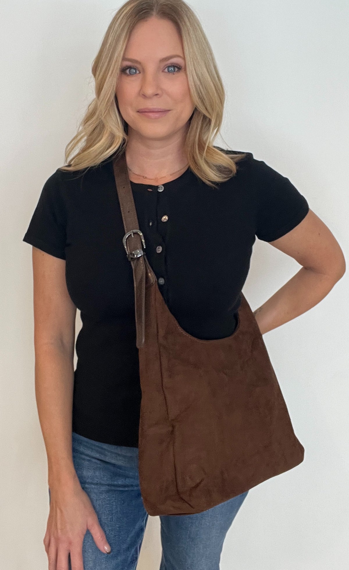 Sully Suede Hobo Bag-Brown