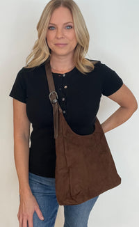 Sully Suede Hobo Bag-Brown