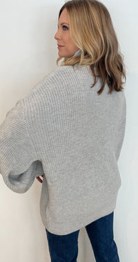 Soft Breeze Zip Up Cardigan-Grey