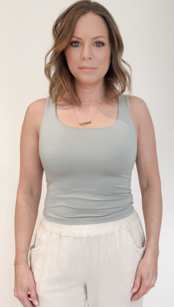 Belle Scoop Neck Tank-Seafoam